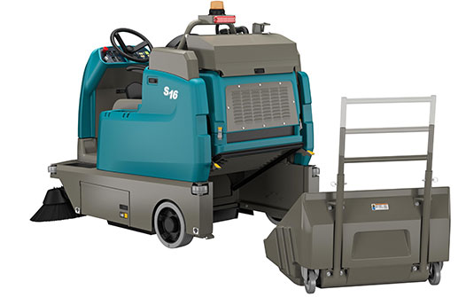 Tennant's S16 Ride-On Carpet Sweeper has an ease of use functionality